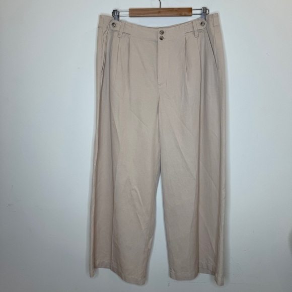 NWT Madewell Plus Harlow Wide-Leg Pant in Beige Size 14 Petite - Picture 3 of 9